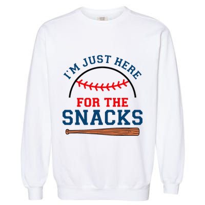 IM Just Here For The Snacks Funny Baseball Season Softball Garment-Dyed Sweatshirt
