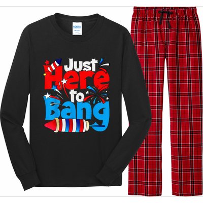 IM Just Here To Bang Funny Fourth Of July 4th Of July Long Sleeve Pajama Set