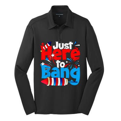 IM Just Here To Bang Funny Fourth Of July 4th Of July Silk Touch Performance Long Sleeve Polo