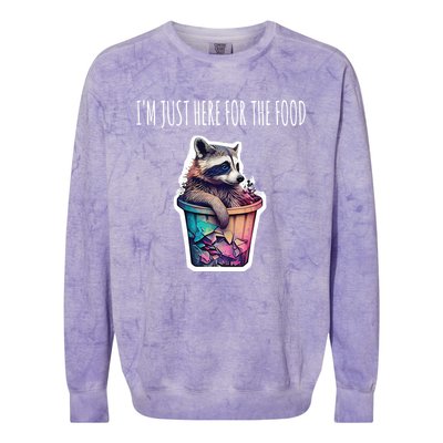 Im Just Here For The Free Food Raccoon Funny Gift Colorblast Crewneck Sweatshirt