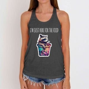 Im Just Here For The Free Food Raccoon Funny Gift Women's Knotted Racerback Tank