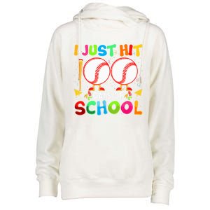 I Just Hit 100 Days Of School Baseball 100th Day Gift Womens Funnel Neck Pullover Hood