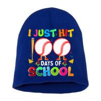 I Just Hit 100 Days Of School Baseball 100th Day Gift Short Acrylic Beanie