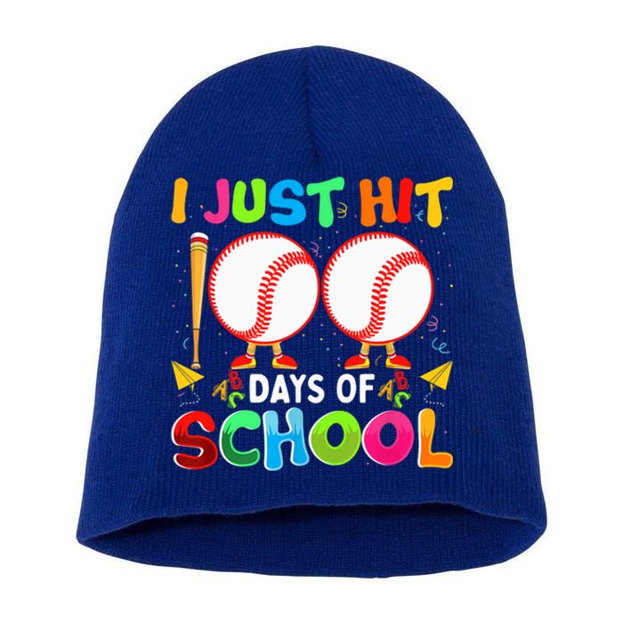 I Just Hit 100 Days Of School Baseball 100th Day Gift Short Acrylic Beanie