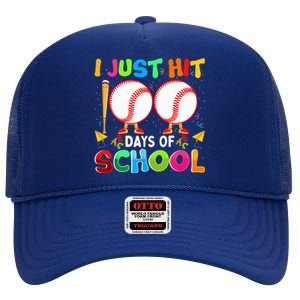 I Just Hit 100 Days Of School Baseball 100th Day Gift High Crown Mesh Back Trucker Hat