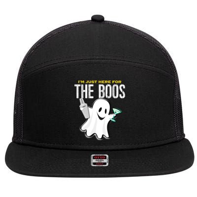 Im Just Here For The Boos Halloween Martini Shaker Meaningful Gift 7 Panel Mesh Trucker Snapback Hat