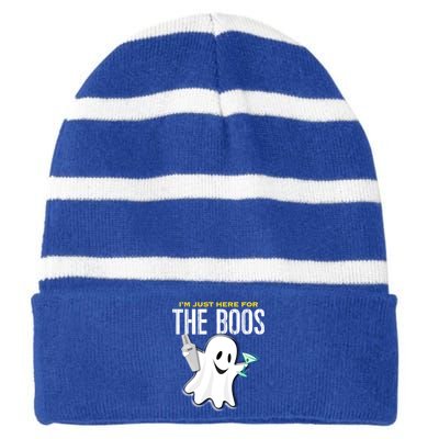 Im Just Here For The Boos Halloween Martini Shaker Meaningful Gift Striped Beanie with Solid Band