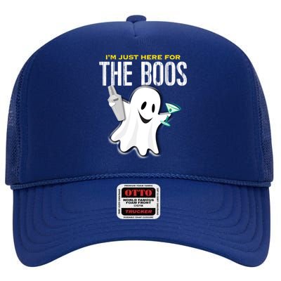 Im Just Here For The Boos Halloween Martini Shaker Meaningful Gift High Crown Mesh Back Trucker Hat