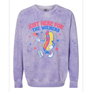 IM Just Here For The Wieners 4th Of July Hot Dog Colorblast Crewneck Sweatshirt