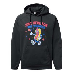 IM Just Here For The Wieners 4th Of July Hot Dog Performance Fleece Hoodie