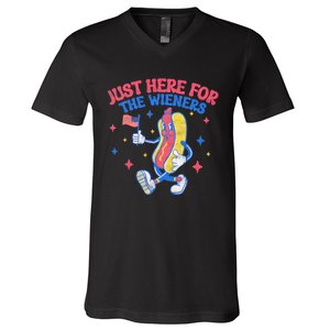 IM Just Here For The Wieners 4th Of July Hot Dog V-Neck T-Shirt