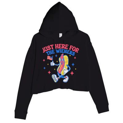 IM Just Here For The Wieners 4th Of July Hot Dog Crop Fleece Hoodie