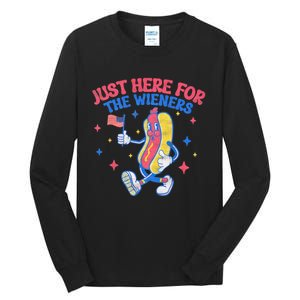 IM Just Here For The Wieners 4th Of July Hot Dog Tall Long Sleeve T-Shirt