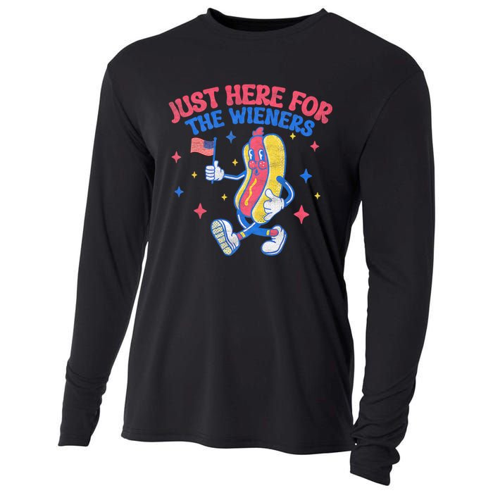 IM Just Here For The Wieners 4th Of July Hot Dog Cooling Performance Long Sleeve Crew