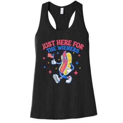 IM Just Here For The Wieners 4th Of July Hot Dog Women's Racerback Tank