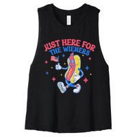 IM Just Here For The Wieners 4th Of July Hot Dog Women's Racerback Cropped Tank