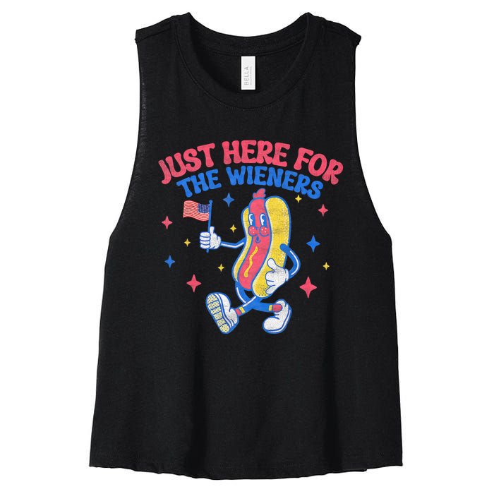 IM Just Here For The Wieners 4th Of July Hot Dog Women's Racerback Cropped Tank