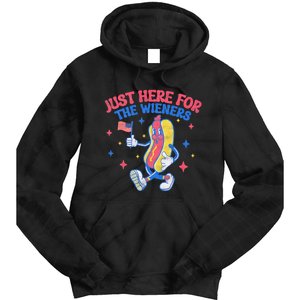 IM Just Here For The Wieners 4th Of July Hot Dog Tie Dye Hoodie