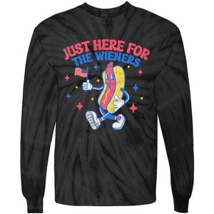 IM Just Here For The Wieners 4th Of July Hot Dog Tie-Dye Long Sleeve Shirt