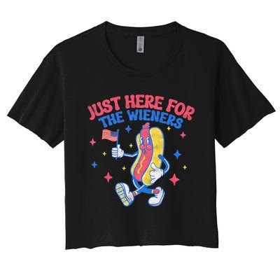 IM Just Here For The Wieners 4th Of July Hot Dog Women's Crop Top Tee