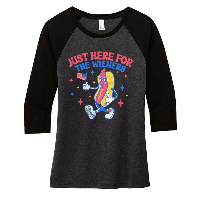 IM Just Here For The Wieners 4th Of July Hot Dog Women's Tri-Blend 3/4-Sleeve Raglan Shirt