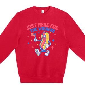 IM Just Here For The Wieners 4th Of July Hot Dog Premium Crewneck Sweatshirt