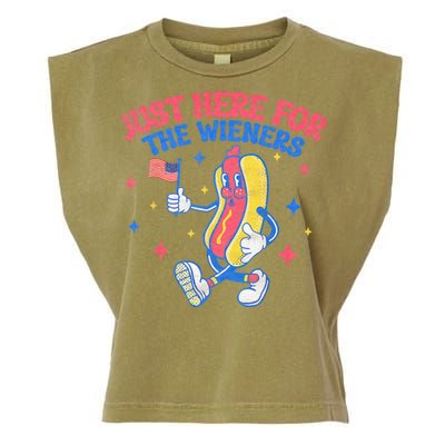 IM Just Here For The Wieners 4th Of July Hot Dog Garment-Dyed Women's Muscle Tee