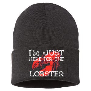 IM Just Here For The Lobster Funny Lobster Eating Seafood Sustainable Knit Beanie