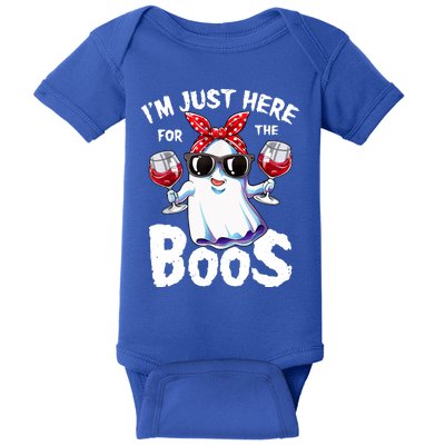 Im Just Here For The Boos Funny Wine Ing Halloween Gift Baby Bodysuit