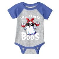 Im Just Here For The Boos Funny Wine Ing Halloween Gift Infant Baby Jersey Bodysuit