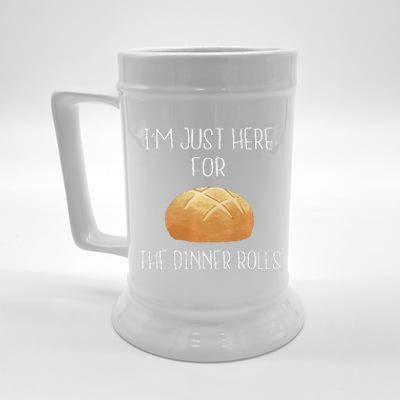 Im Just Here For The Dinner Rolls Funny Thanksgiving Premium Beer Stein