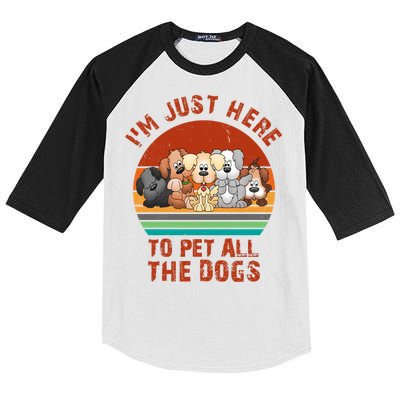 I'm Just Here To Pet All The Dogs Funny Dog Lover Vintage Kids Colorblock Raglan Jersey