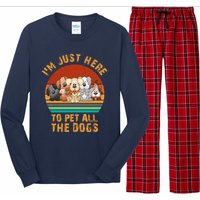 I'm Just Here To Pet All The Dogs Funny Dog Lover Vintage Long Sleeve Pajama Set