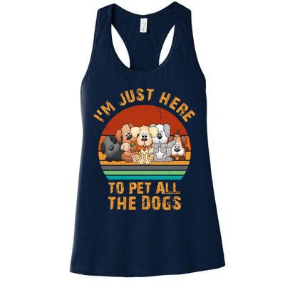 I'm Just Here To Pet All The Dogs Funny Dog Lover Vintage Womens Tank Top