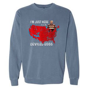 IM Just Here For The Deviled Eggs Funny Trump Christmas Garment-Dyed Sweatshirt