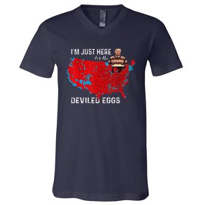 IM Just Here For The Deviled Eggs Funny Trump Christmas V-Neck T-Shirt