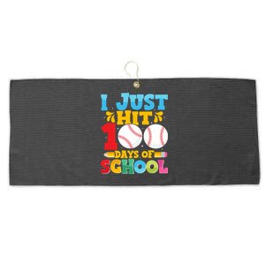 I Just Hit 100 Days Of School Baseball 100th Day Funny Gift Large Microfiber Waffle Golf Towel