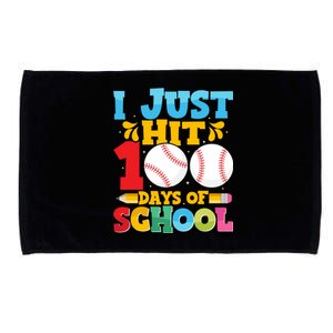 I Just Hit 100 Days Of School Baseball 100th Day Funny Gift Microfiber Hand Towel