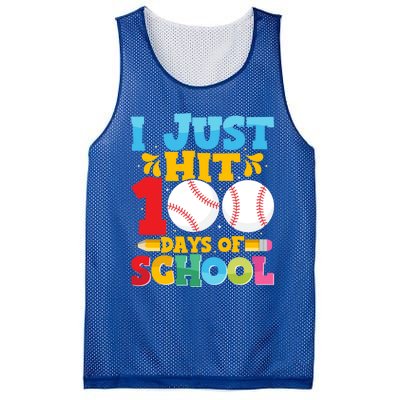 I Just Hit 100 Days Of School Baseball 100th Day Funny Gift Mesh Reversible Basketball Jersey Tank