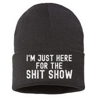IM Just Here For The Shit Show Funny Joke Rude Slogan Sustainable Knit Beanie