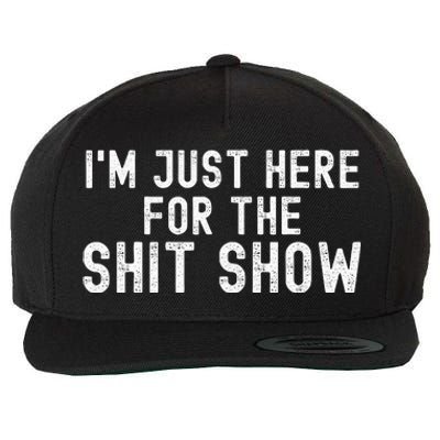 IM Just Here For The Shit Show Funny Joke Rude Slogan Wool Snapback Cap