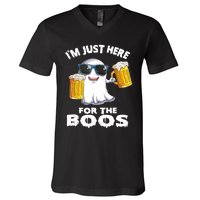 Im Just Here For The Boos Funny Halloween V-Neck T-Shirt