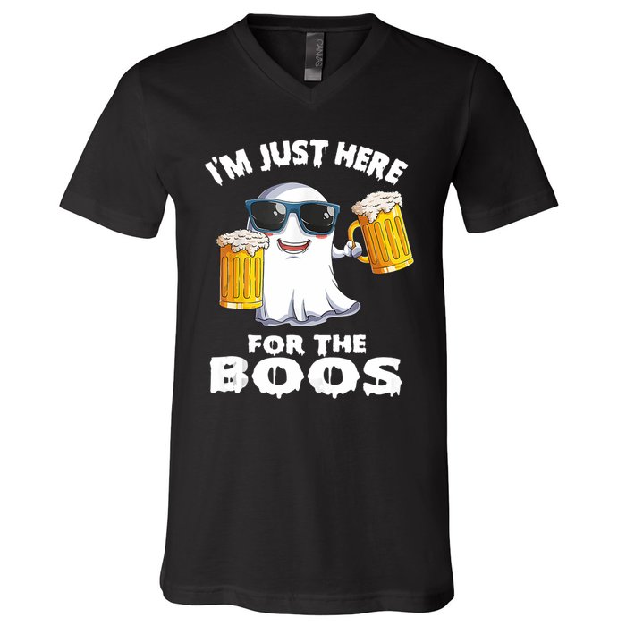 Im Just Here For The Boos Funny Halloween V-Neck T-Shirt