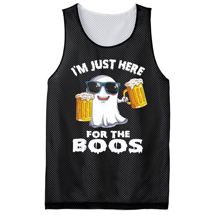 Im Just Here For The Boos Funny Halloween Mesh Reversible Basketball Jersey Tank