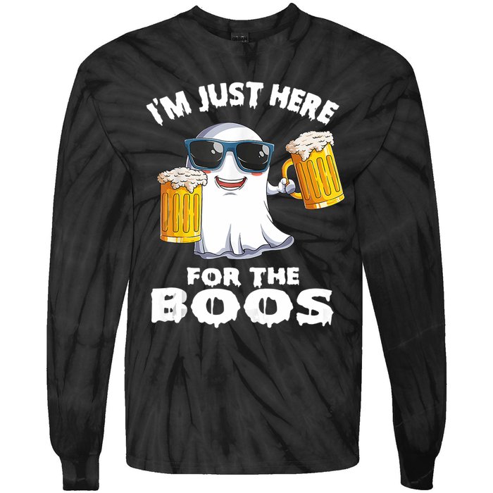 Im Just Here For The Boos Funny Halloween Tie-Dye Long Sleeve Shirt