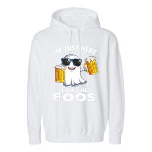 Im Just Here For The Boos Funny Halloween Garment-Dyed Fleece Hoodie