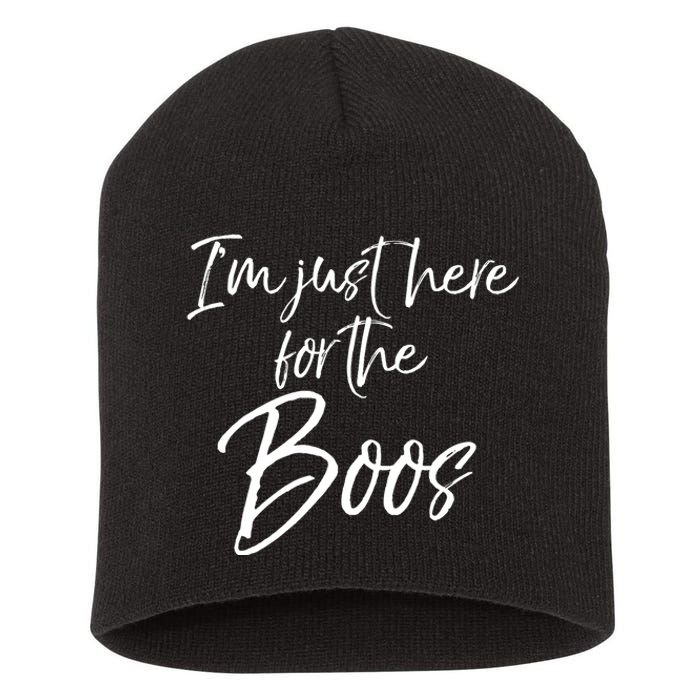 Im Just Here For The Boos Funny Halloween Costume Short Acrylic Beanie