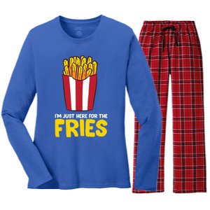 Im Just Here For The French Fries Gift Women's Long Sleeve Flannel Pajama Set 