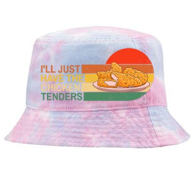 Ill Just Have The Chicken Tenders Funny Retro Womens Tie-Dyed Bucket Hat