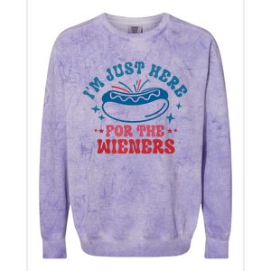 Im Just Here For The Wieners 4th Of July Hot Dogs Colorblast Crewneck Sweatshirt